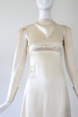 "Cream Satin Cowl" Vintage 1930's Cream Silk Satin Gown UK 4 US 0