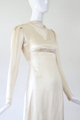 "Cream Satin Cowl" Vintage 1930's Cream Silk Satin Gown UK 4 US 0