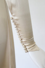 "Cream Satin Cowl" Vintage 1930's Cream Silk Satin Gown UK 4 US 0