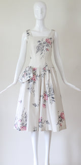"Brushstroke Roses" Vintage 1950's Brushstroke Rose & Sequin Dress UK 8 US 4