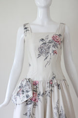 "Brushstroke Roses" Vintage 1950's Brushstroke Rose & Sequin Dress UK 8 US 4