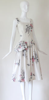 "Brushstroke Roses" Vintage 1950's Brushstroke Rose & Sequin Dress UK 8 US 4