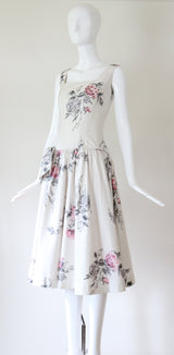 "Brushstroke Roses" Vintage 1950's Brushstroke Rose & Sequin Dress UK 8 US 4