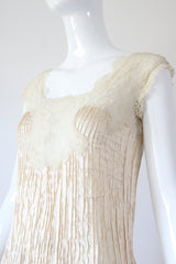 "Satin Pintucks & Lace" Vintage 1930's Champagne Satin Pleated Gown UK 8 US 4