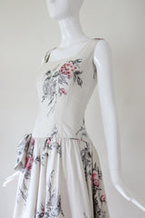 "Brushstroke Roses" Vintage 1950's Brushstroke Rose & Sequin Dress UK 8 US 4