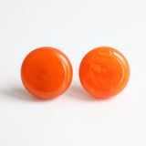 "Tangerine Bakelite" Vintage 1940's Large Marbled Orange Bakelite Clip On Earrings