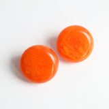 "Tangerine Bakelite" Vintage 1940's Large Marbled Orange Bakelite Clip On Earrings