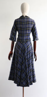 "Perfectly Plaid" Vintage 1950's Plaid Woven Wool Dress UK 12 US 8