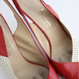"Two Tone Leather" Vintage 1960's Red & White Peep Toe Heels UK 5 EU 38 US 7