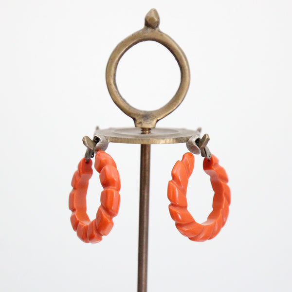 "Amber Bakelite" Vintage 1940's Amber Bakelite Hoops