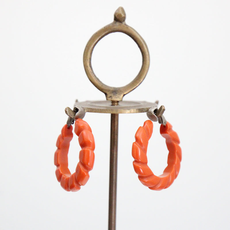 "Amber Bakelite" Vintage 1940's Amber Bakelite Hoops