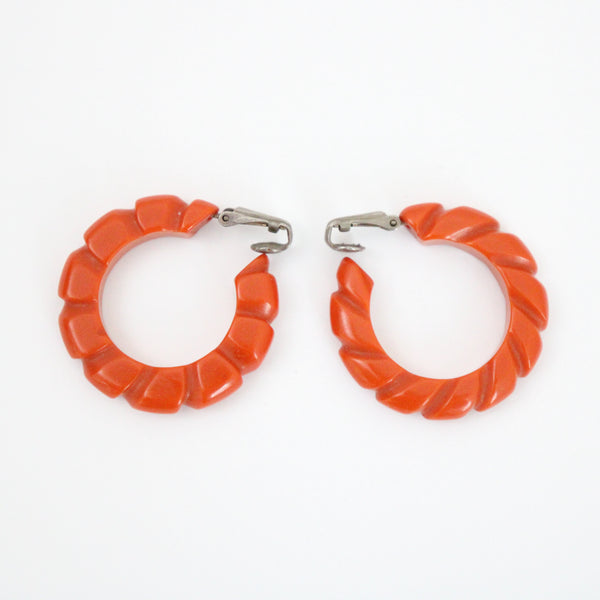 "Amber Bakelite" Vintage 1940's Amber Bakelite Hoops