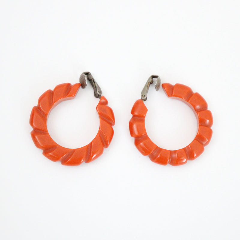 "Amber Bakelite" Vintage 1940's Amber Bakelite Hoops