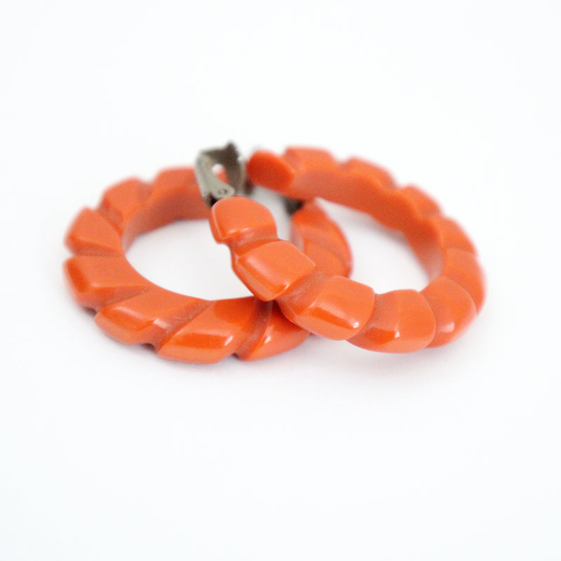 "Amber Bakelite" Vintage 1940's Amber Bakelite Hoops