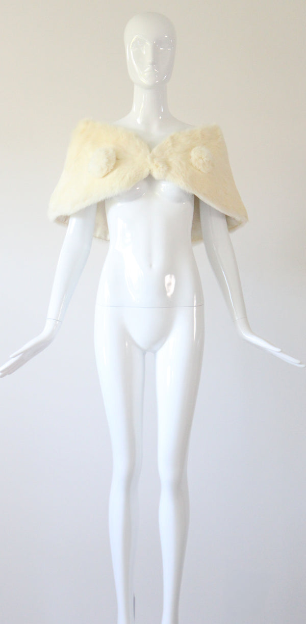 "Cream Coney" Vintage 1950's Cream Coney Evening Shawl UK 10-12 US 6-8