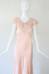 "Ballerina Pink & Lace" Vintage 1930's Ballerina Pink & Cream Lace Gown UK 10 US 6