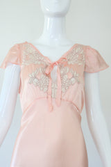"Ballerina Pink & Lace" Vintage 1930's Ballerina Pink & Cream Lace Gown UK 10 US 6