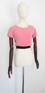 "French Rose Beadwork" Vintage 1930's French Rose Pink Silk & Beaded Blouse UK 6 US 2