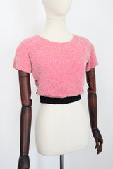 "French Rose Beadwork" Vintage 1930's French Rose Pink Silk & Beaded Blouse UK 6 US 2