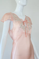 "Ballerina Pink & Lace" Vintage 1930's Ballerina Pink & Cream Lace Gown UK 10 US 6