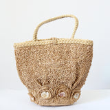 "Crochet Straw Florals" Vintage 1950's Straw Floral Handbag