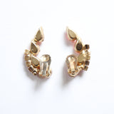"Iridescent Opaline" Vintage 1950's Opaline & Rhinestone Climber Clip on Earrings