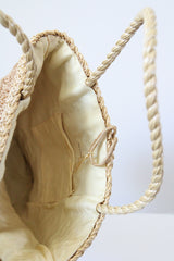 "Crochet Straw Florals" Vintage 1950's Straw Floral Handbag