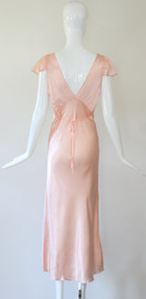 "Ballerina Pink & Lace" Vintage 1930's Ballerina Pink & Cream Lace Gown UK 10 US 6