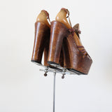 "Parisian Platforms" Vintage 1970's Wooden T Bar French Platforms UK 5.5 EU 38.5 US 7.5