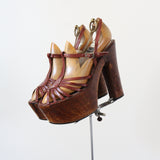 "Parisian Platforms" Vintage 1970's Wooden T Bar French Platforms UK 5.5 EU 38.5 US 7.5