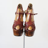 "Parisian Platforms" Vintage 1970's Wooden T Bar French Platforms UK 5.5 EU 38.5 US 7.5