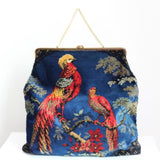 "Velvet Birds" Vintage 1960's Large Velvet Bird Handbag