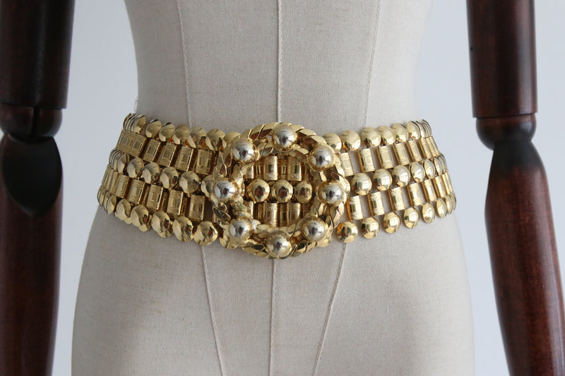 "Interlocking Gold" Vintage 1960's Gold Statement Belt UK 14 US 10