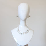 "Rhinestones & Bugle Beads" Vintage 1940's Rhinestone & Bugle Bead Wire Work Demi Parure Set
