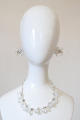 "Rhinestones & Bugle Beads" Vintage 1940's Rhinestone & Bugle Bead Wire Work Demi Parure Set