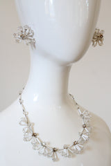 "Rhinestones & Bugle Beads" Vintage 1940's Rhinestone & Bugle Bead Wire Work Demi Parure Set
