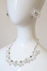 "Rhinestones & Bugle Beads" Vintage 1940's Rhinestone & Bugle Bead Wire Work Demi Parure Set