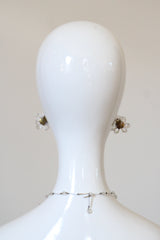 "Rhinestones & Bugle Beads" Vintage 1940's Rhinestone & Bugle Bead Wire Work Demi Parure Set
