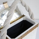 "White Rocaille & Filigrée" Vintage 1950's White Bead & Lucite Box Bag