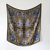 "Lilac Florals" Vintage 1920's Lilac & Blue Floral Gold Silk Lamé Shawl