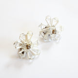 "Rhinestones & Bugle Beads" Vintage 1940's Rhinestone & Bugle Bead Wire Work Demi Parure Set