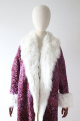 "Sumptuous Violet & Purple Devoré" Vintage 1920's Silk Devoré & Coney Lined Coat UK 8-10 US 4-6