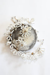 "Rhinestones & Bugle Beads" Vintage 1940's Rhinestone & Bugle Bead Wire Work Demi Parure Set