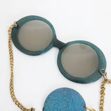 "Electric Glitter" Vintage 1960's Electric Blue Glitter Chain Sunglasses