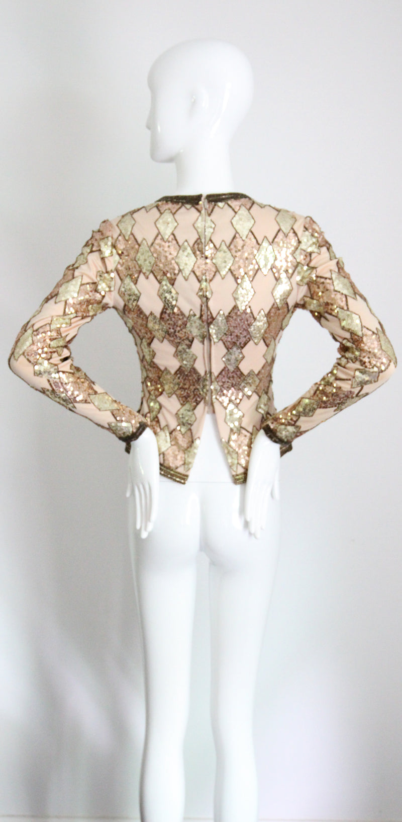 "Trio of Gold" Vintage 1960's Gold Sequin & Bead Blouse UK 8 US 4