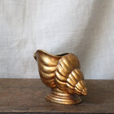 "Golden Wentletrap" Vintage Golden Ceramic Wentletrap Shell Vase