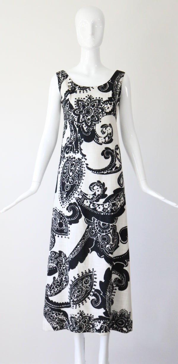 "Rhinestones & Monochrome" Vintage 1960's Monochrome Dress UK 10 US 6