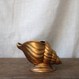 "Golden Wentletrap" Vintage Golden Ceramic Wentletrap Shell Vase