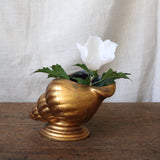 "Golden Wentletrap" Vintage Golden Ceramic Wentletrap Shell Vase