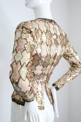 "Trio of Gold" Vintage 1960's Gold Sequin & Bead Blouse UK 8 US 4